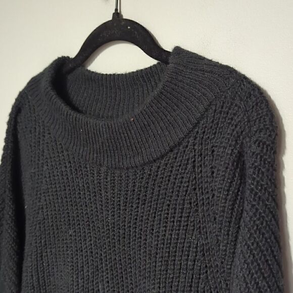 BP Black Mock Turtleneck Cable Knit Cropped Sweater - Picture 2 of 6